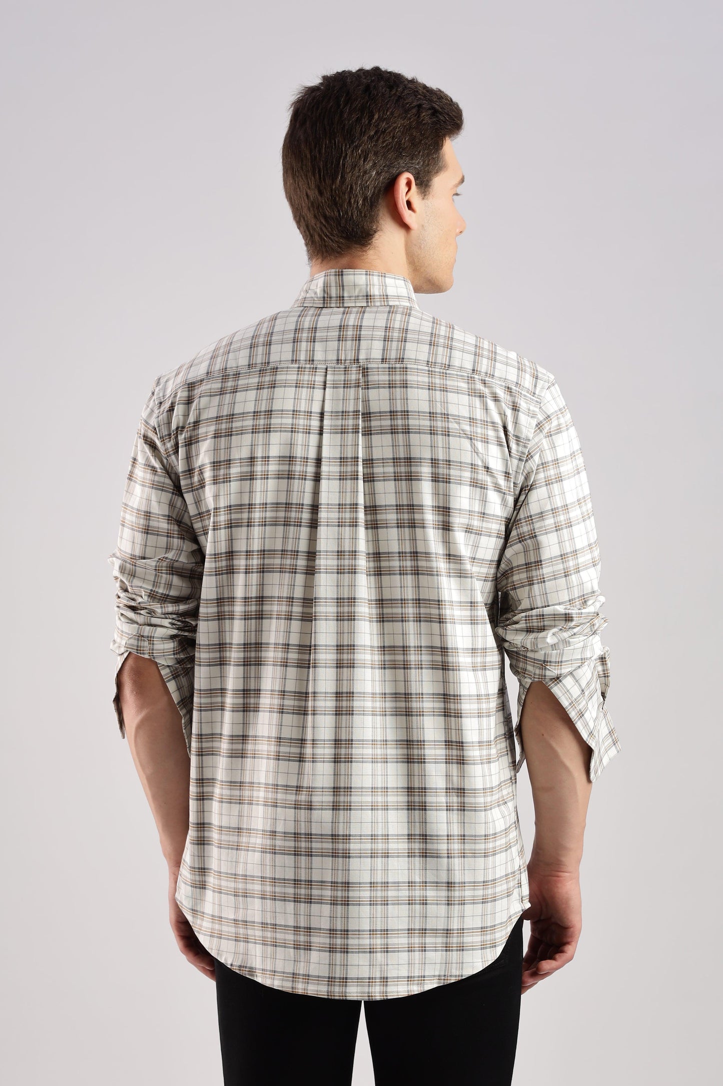 Beige Checked Oxford Shirt