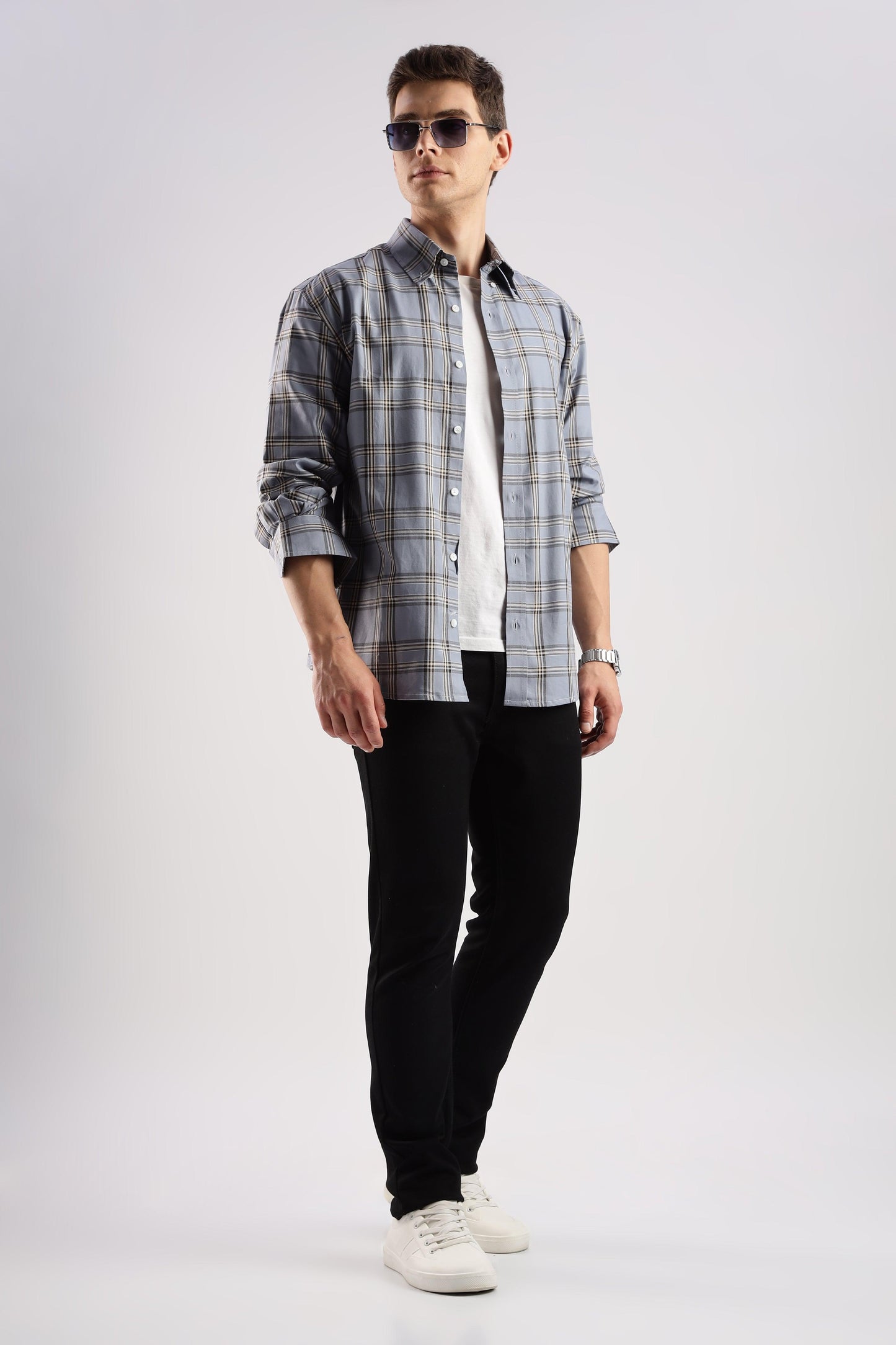 Lavender Gray Checked Twill Shirt - Weaverbird-Creating Your Dream Attire