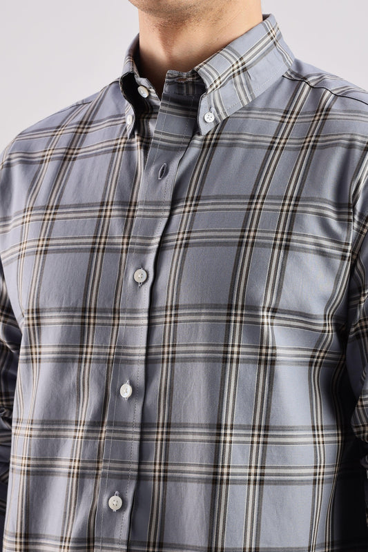 Lavender Gray Checked Twill Shirt - Weaverbird-Creating Your Dream Attire