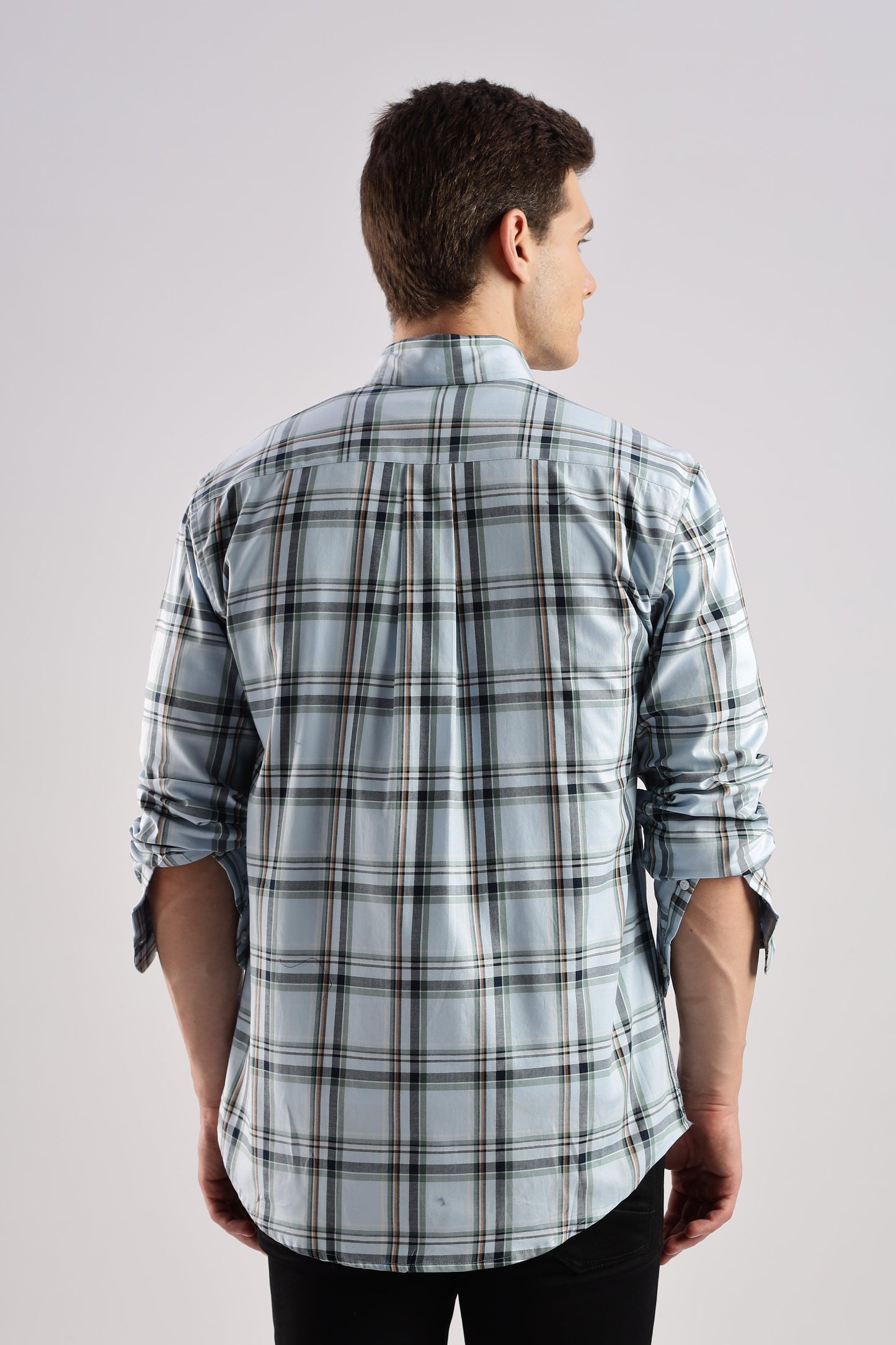 Sky Blue Checked Twill Shirt - Weaverbird-Creating Your Dream Attire