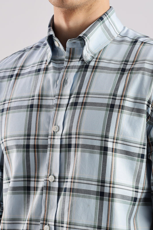 Sky Blue Checked Twill Shirt - Weaverbird-Creating Your Dream Attire