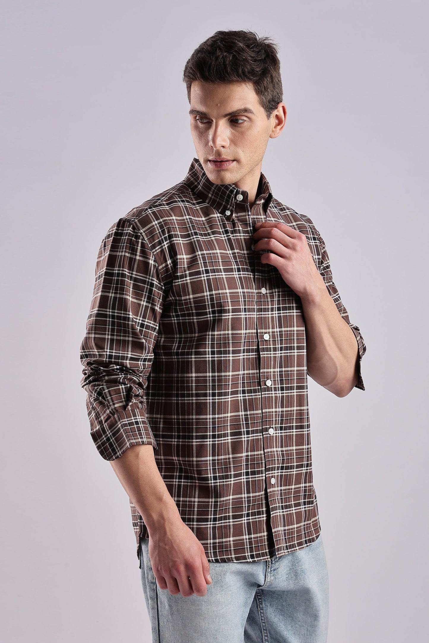 Brown Checked Oxford Shirt - Weaverbird-Creating Your Dream Attire