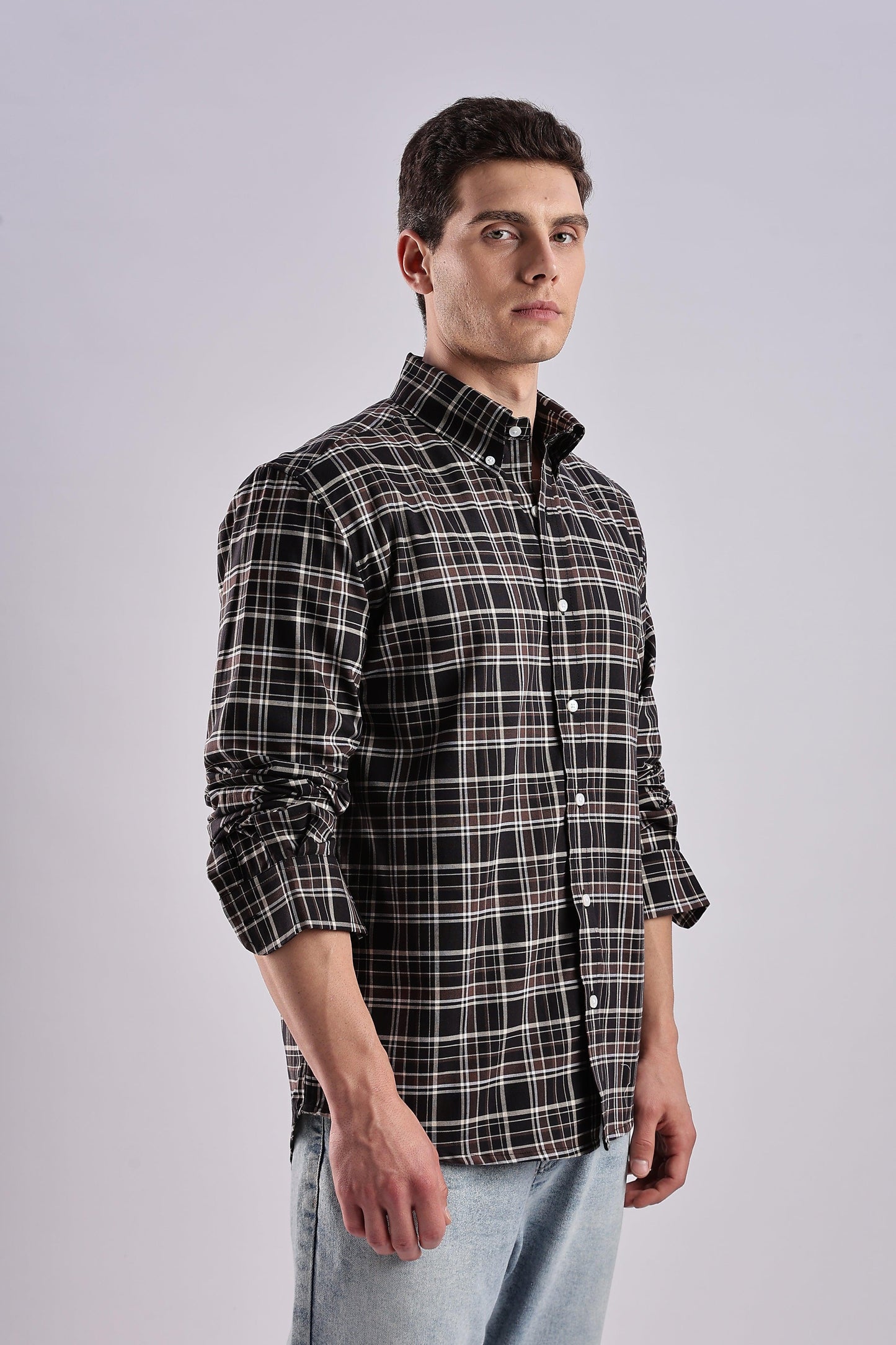 Dark Brown Checked Oxford Shirt - Weaverbird-Creating Your Dream Attire