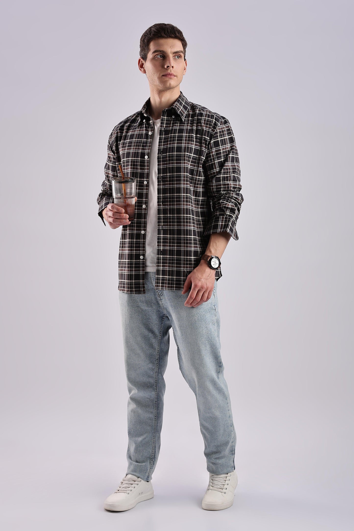 Dark Brown Checked Oxford Shirt - Weaverbird-Creating Your Dream Attire