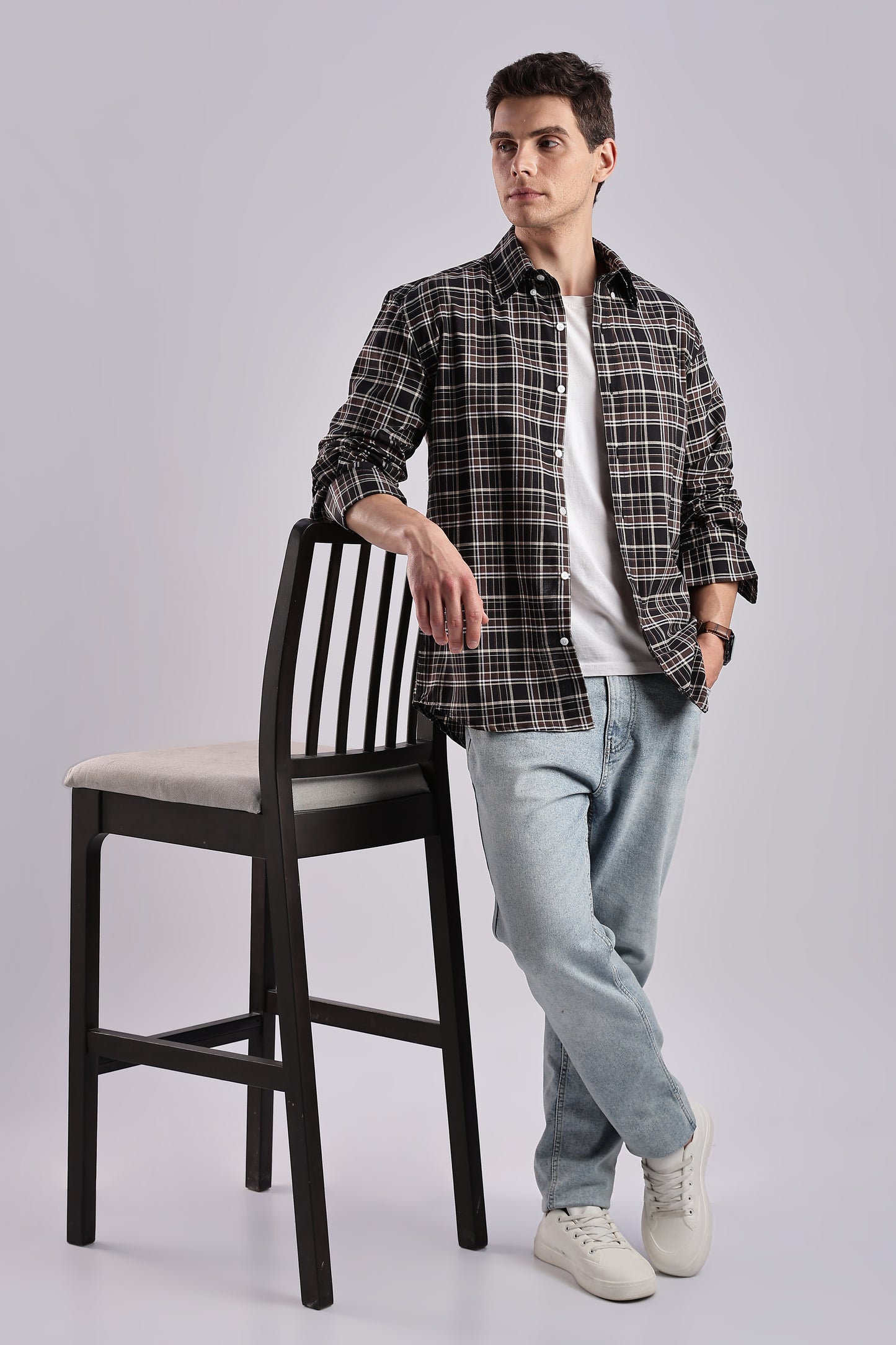 Dark Brown Checked Oxford Shirt - Weaverbird-Creating Your Dream Attire
