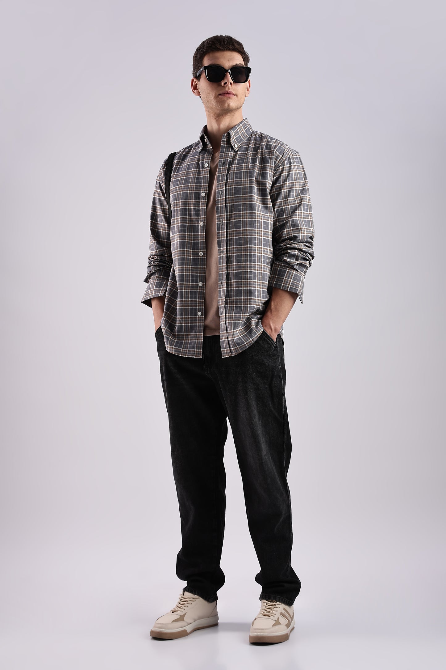 Gray Checked Oxford Shirt - Weaverbird-Creating Your Dream Attire