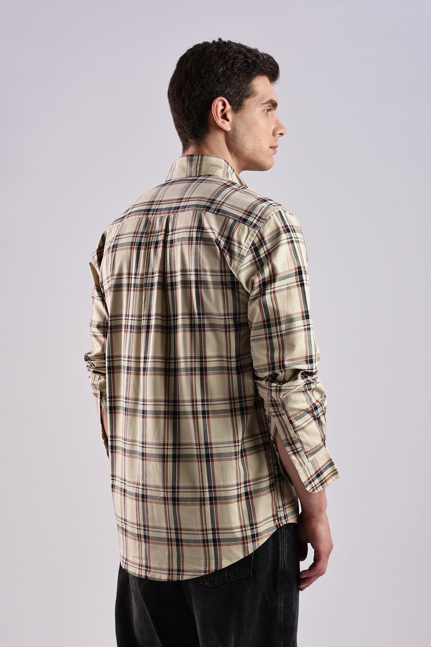 Beige Checked Twill Shirt