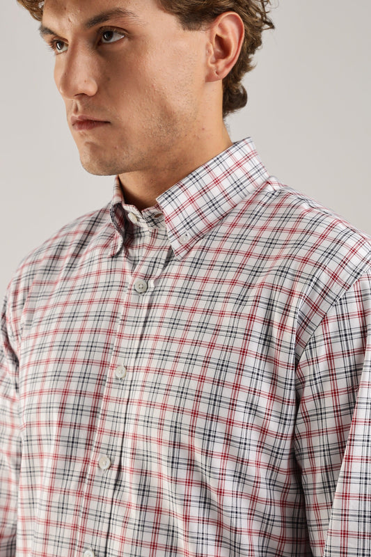 White Checked Twill Shirt - Weaverbird-Creating Your Dream Attire