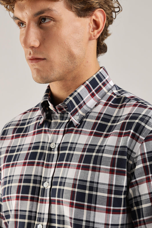 Multicolour White Checked Oxford Shirt - Weaverbird-Creating Your Dream Attire