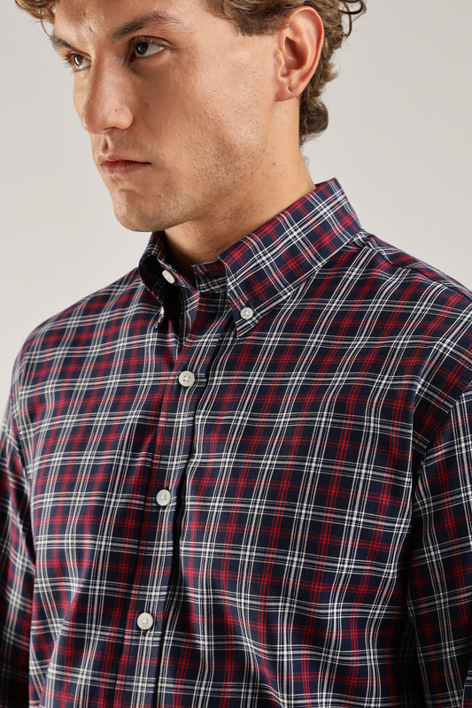 Multicolour Navy Checked Twill Shirt - Weaverbird-Creating Your Dream Attire