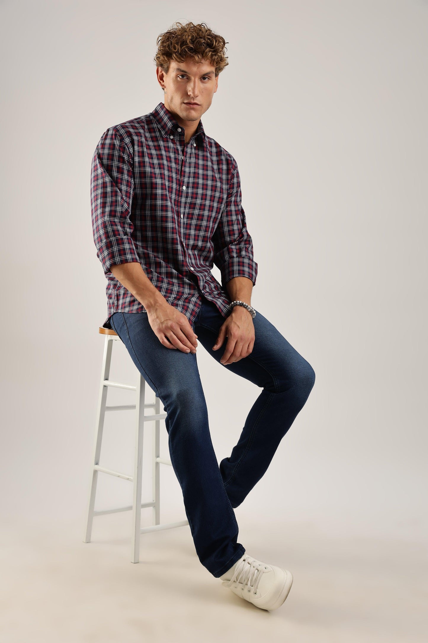 Multicolour Navy Checked Twill Shirt - Weaverbird-Creating Your Dream Attire