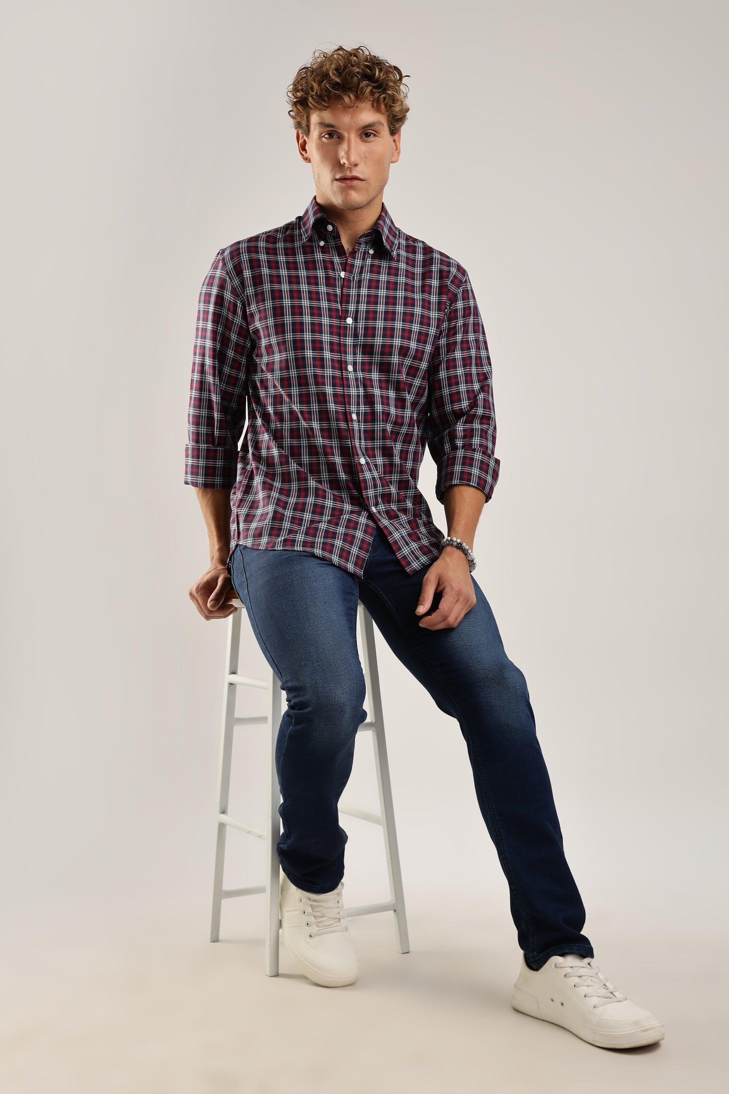 Multicolour Navy Checked Twill Shirt - Weaverbird-Creating Your Dream Attire