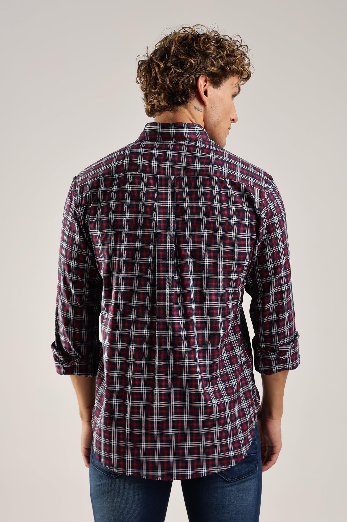 Multicolour Navy Checked Twill Shirt - Weaverbird-Creating Your Dream Attire