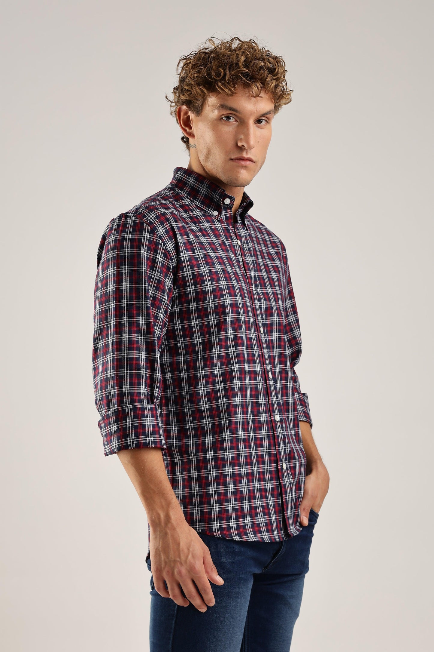 Multicolour Navy Checked Twill Shirt - Weaverbird-Creating Your Dream Attire