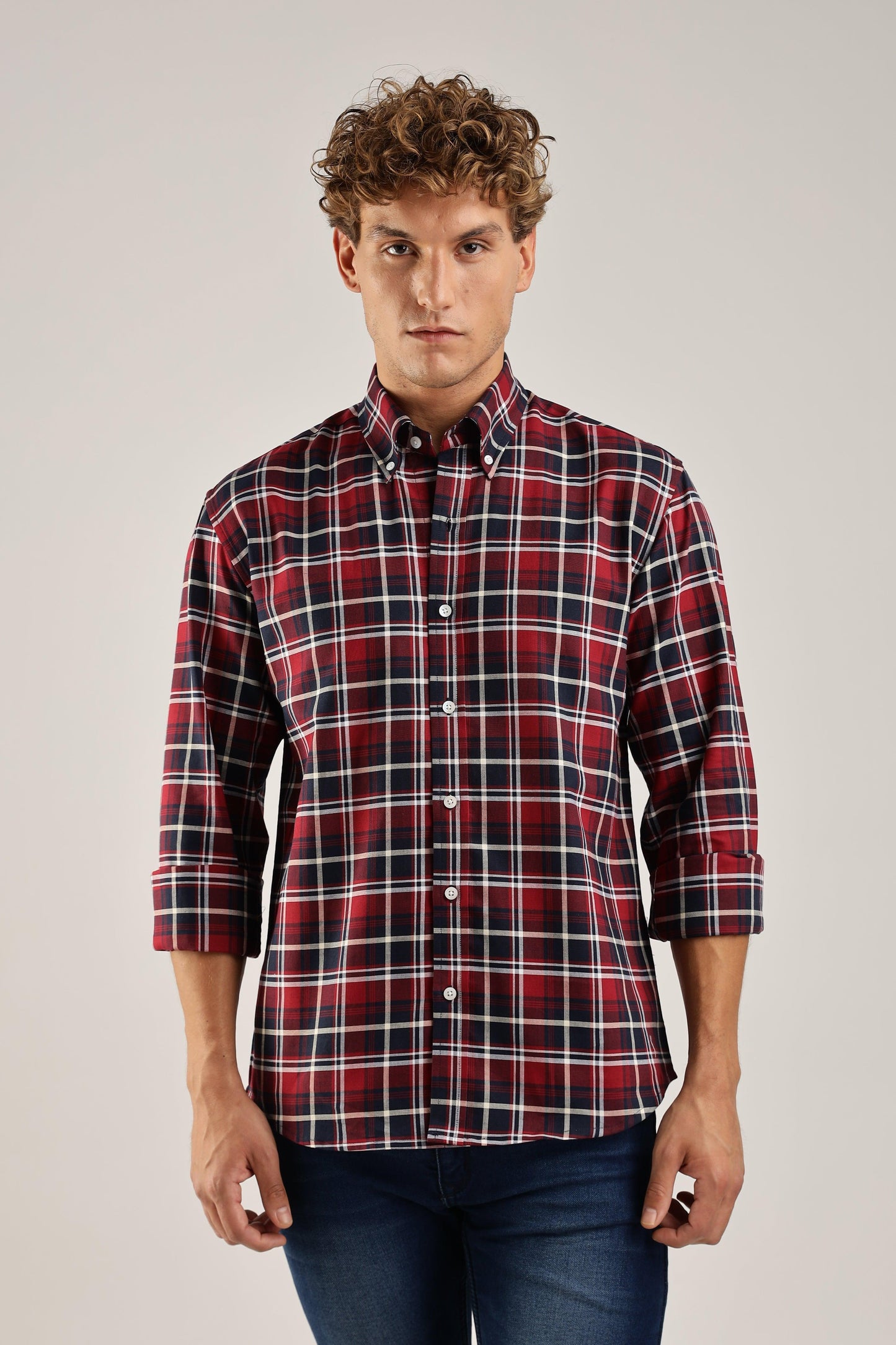Multicolour Red Checked Oxford Shirt