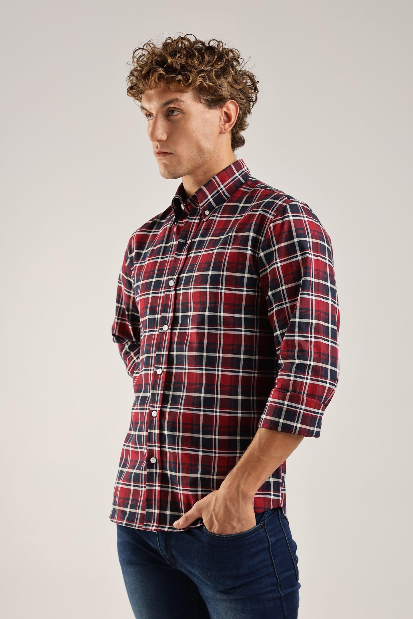 Multicolour Red Checked Oxford Shirt
