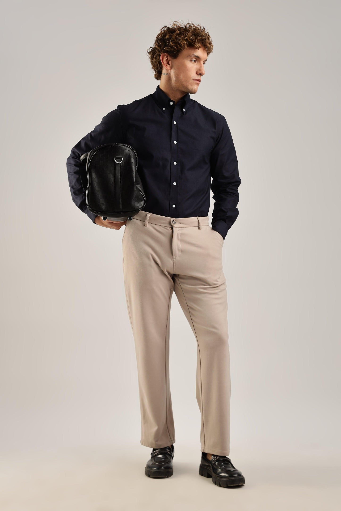 Navy Blue Oxford Solid Shirt - Weaverbird-Creating Your Dream Attire
