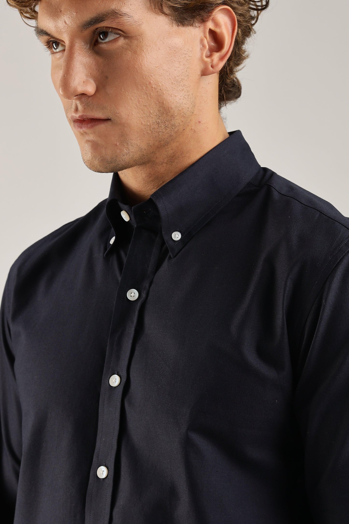 Navy Blue Oxford Solid Shirt - Weaverbird-Creating Your Dream Attire