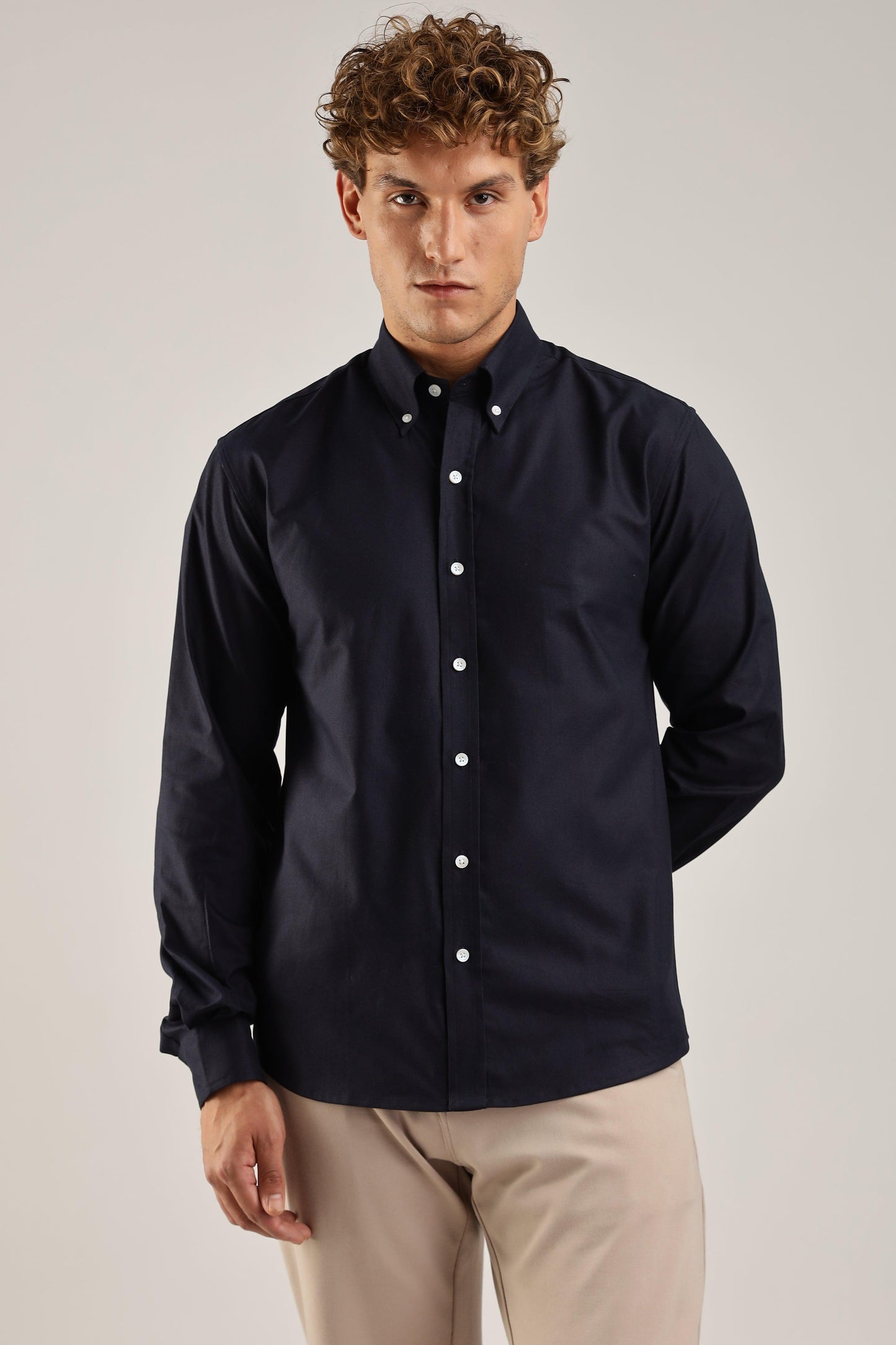 Navy Blue Oxford Solid Shirt - Weaverbird-Creating Your Dream Attire
