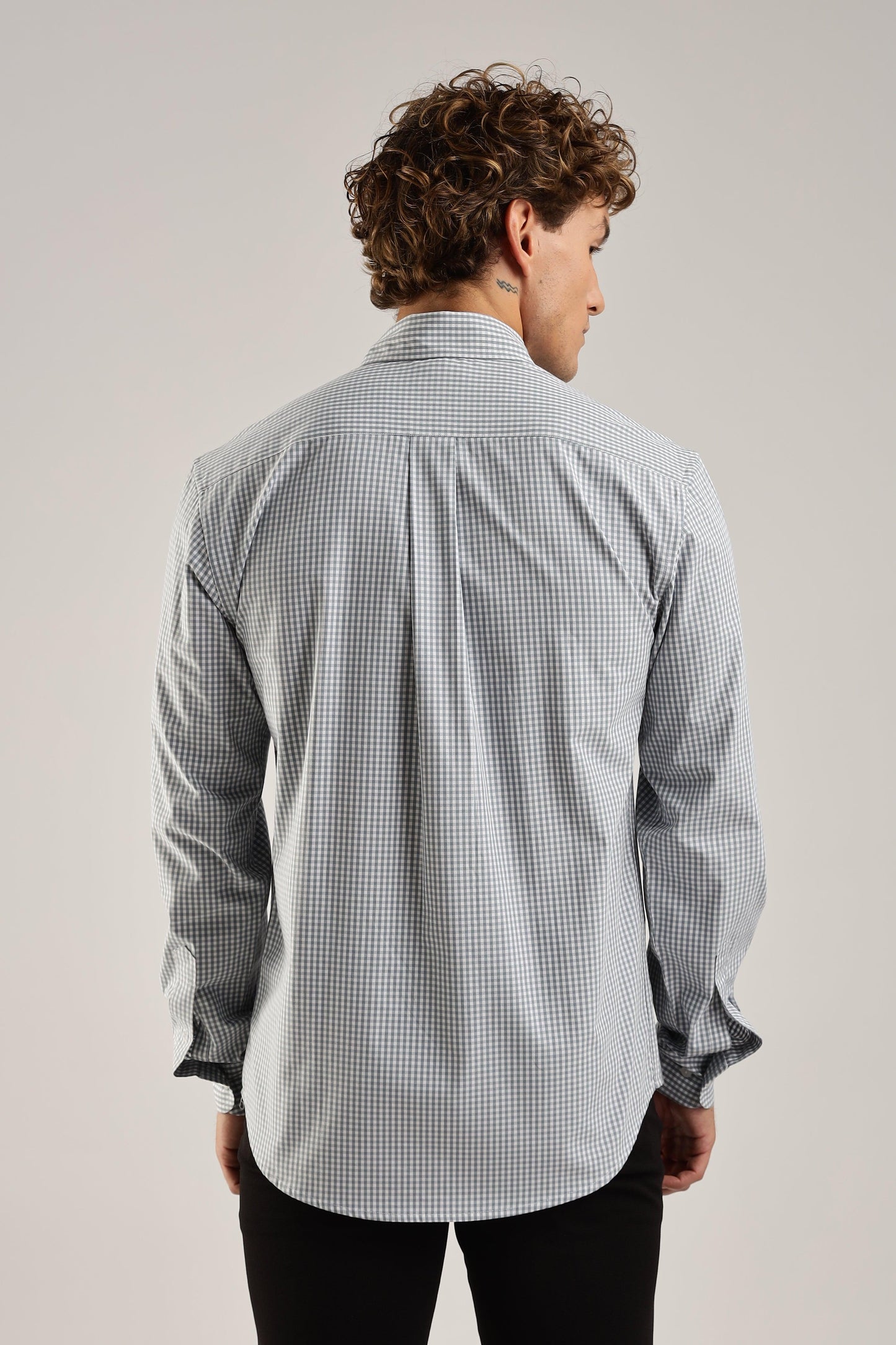 Gray Gingham Check Shirt - Weaverbird-Creating Your Dream Attire
