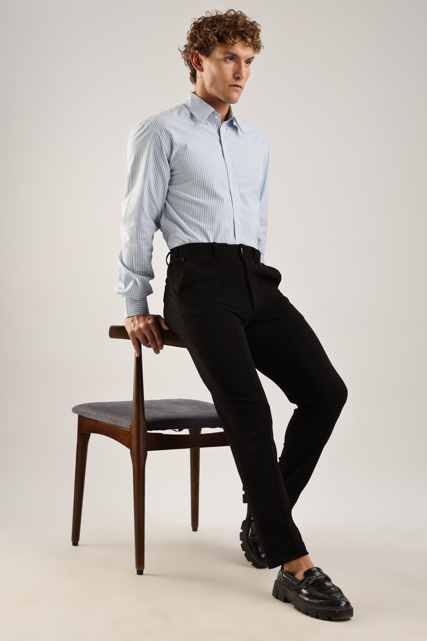 Blue Striped Broadcloth Shirt - Weaverbird-Creating Your Dream Attire
