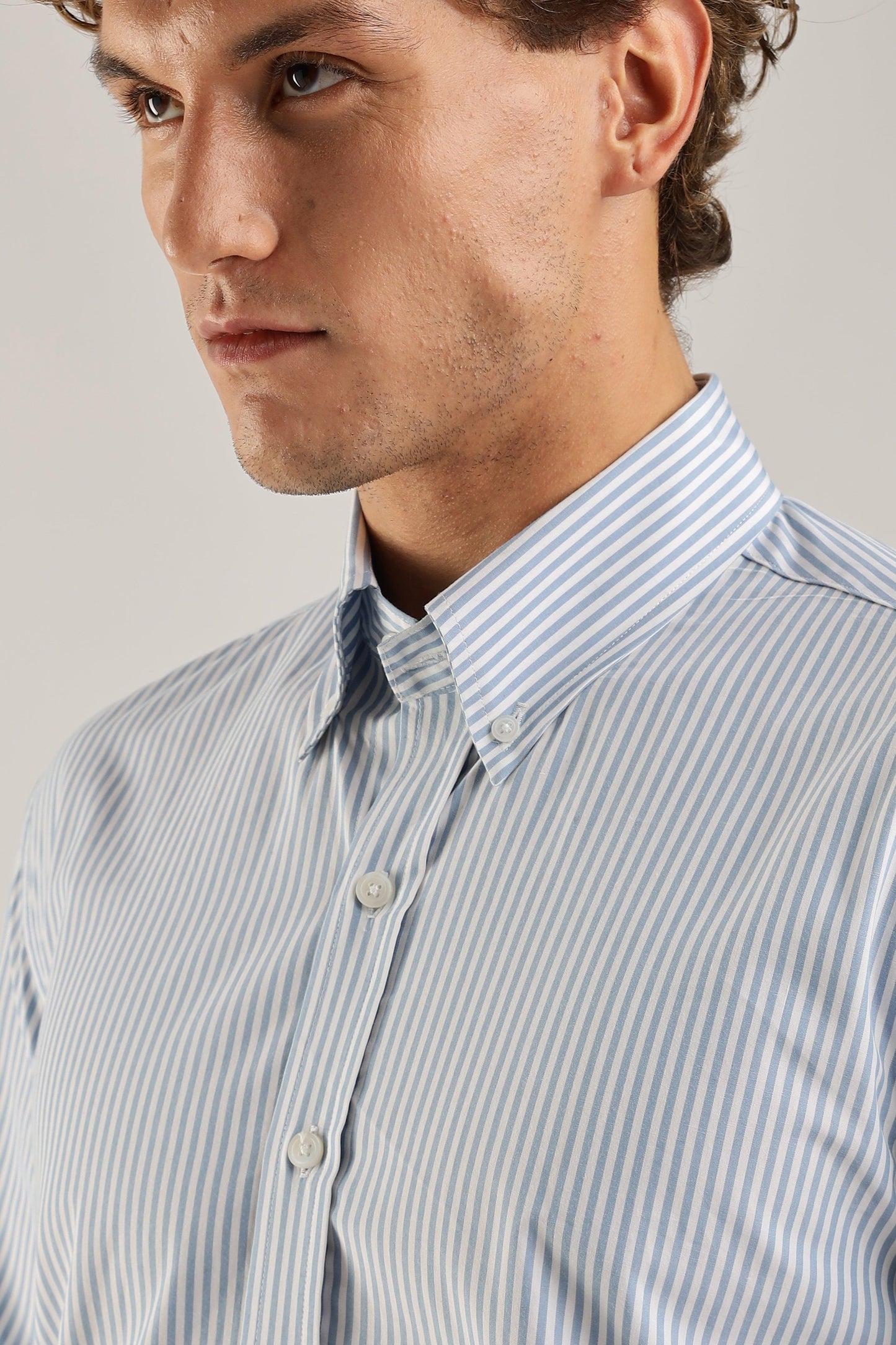 Blue Striped Broadcloth Shirt - Weaverbird-Creating Your Dream Attire