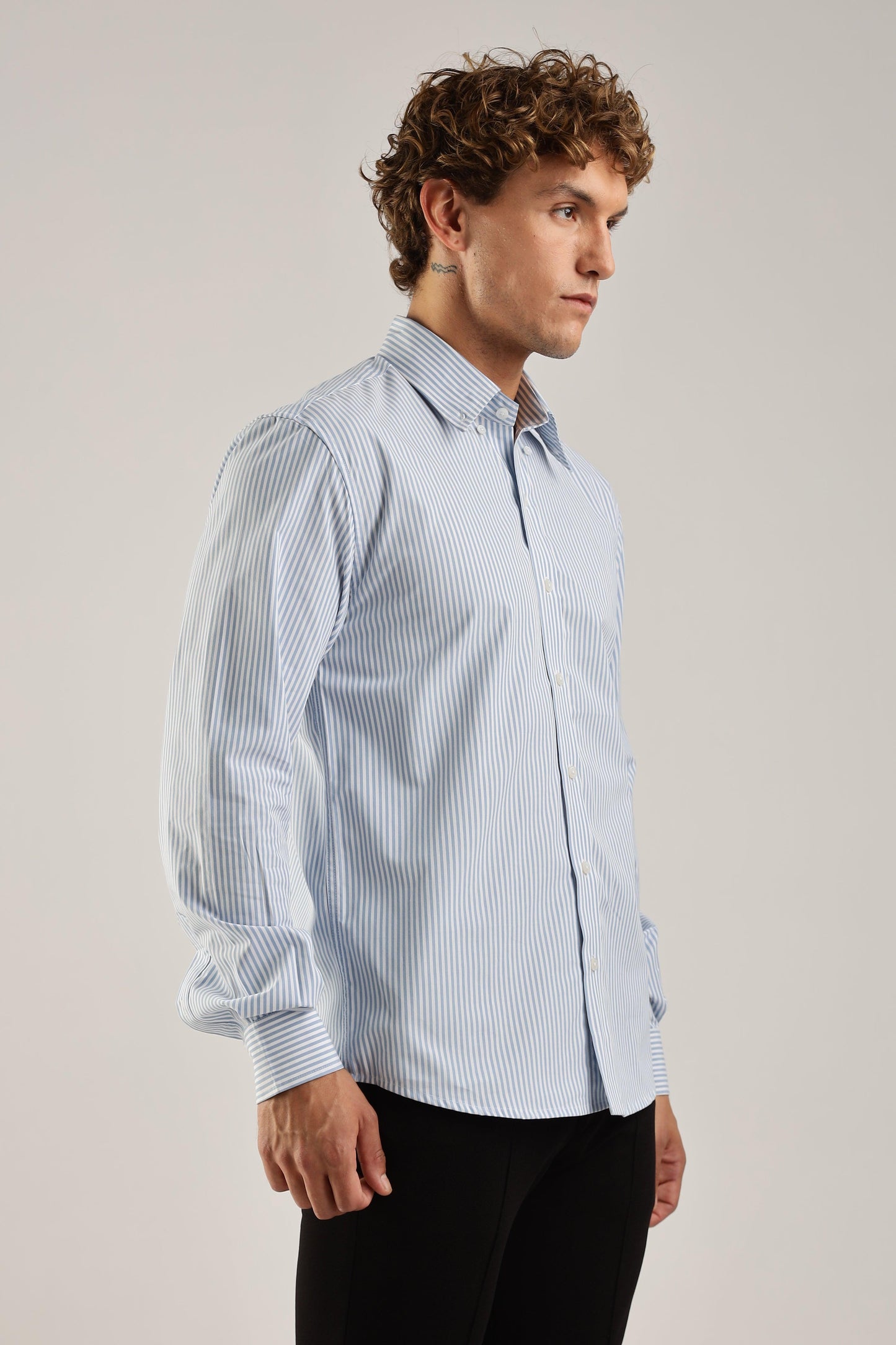 Blue Striped Broadcloth Shirt - Weaverbird-Creating Your Dream Attire