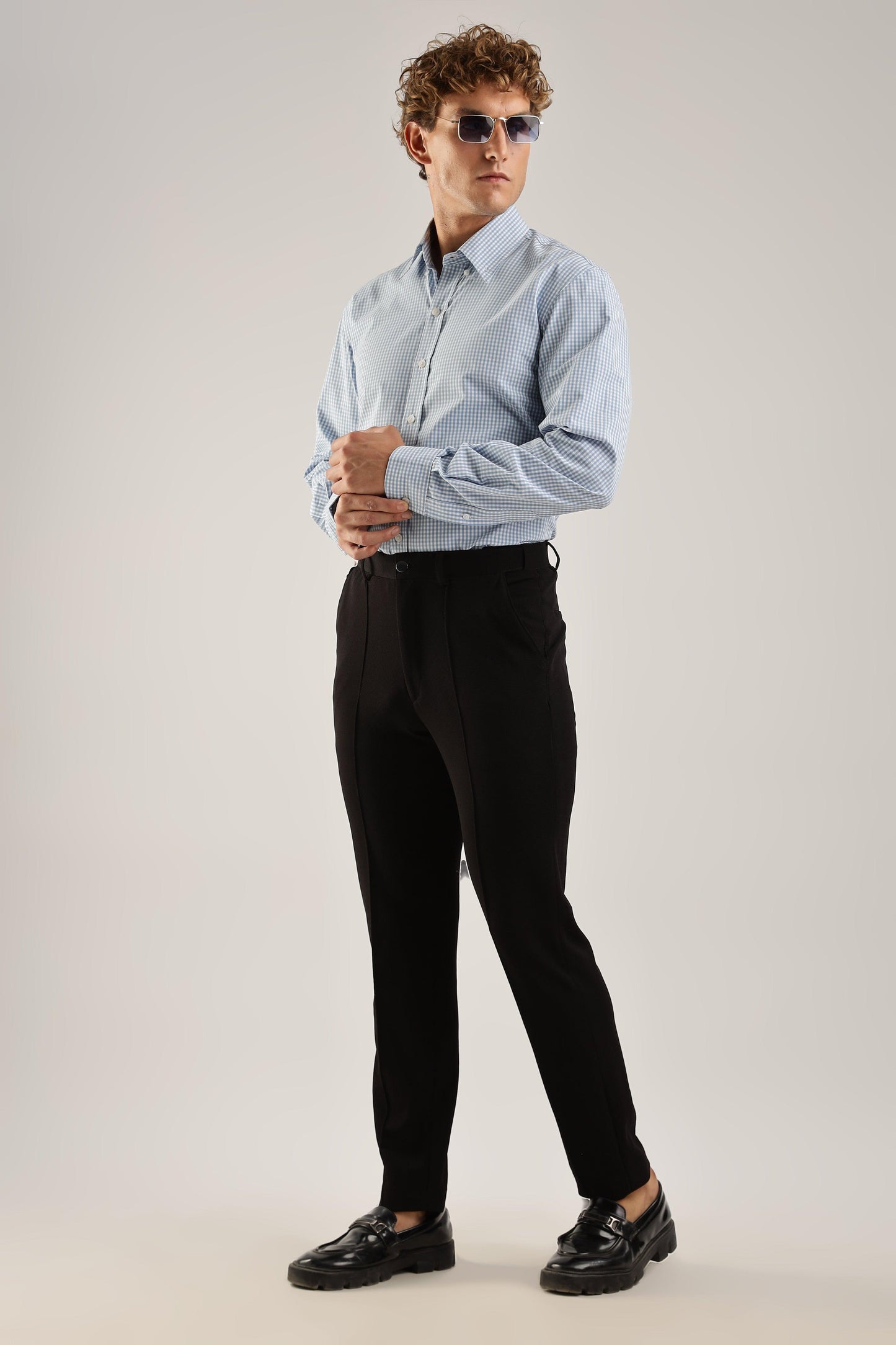 Blue Gingham Check Broadcloth Shirt - Weaverbird-Creating Your Dream Attire