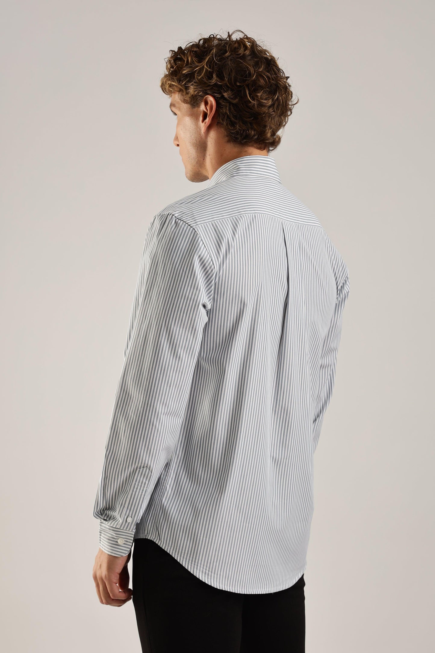 Gray Striped Broadcloth Shirt - Weaverbird-Creating Your Dream Attire