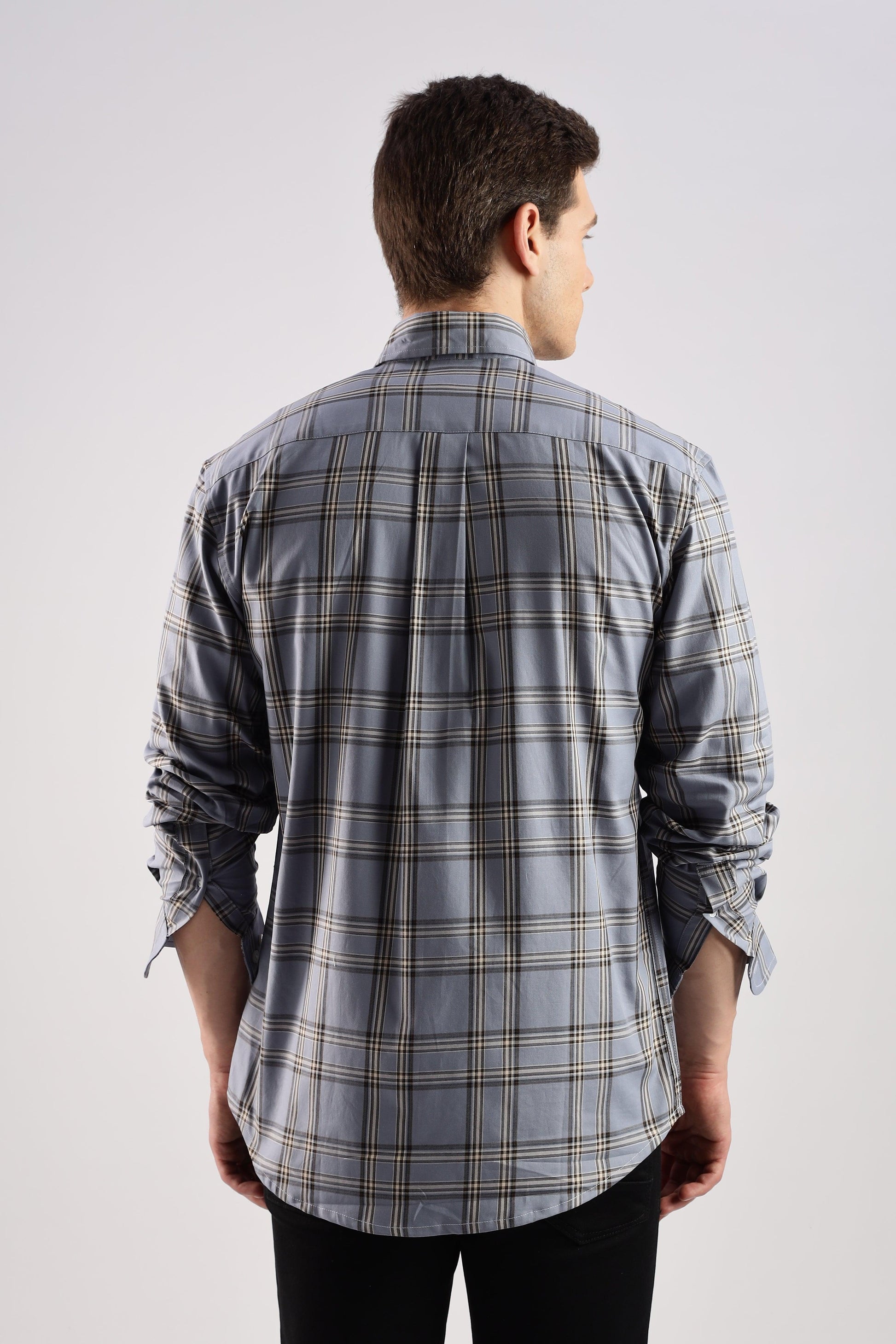 Lavender Gray Checked Twill Shirt - Weaverbird-Creating Your Dream Attire
