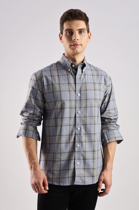 Lavender Gray Checked Twill Shirt - Weaverbird-Creating Your Dream Attire