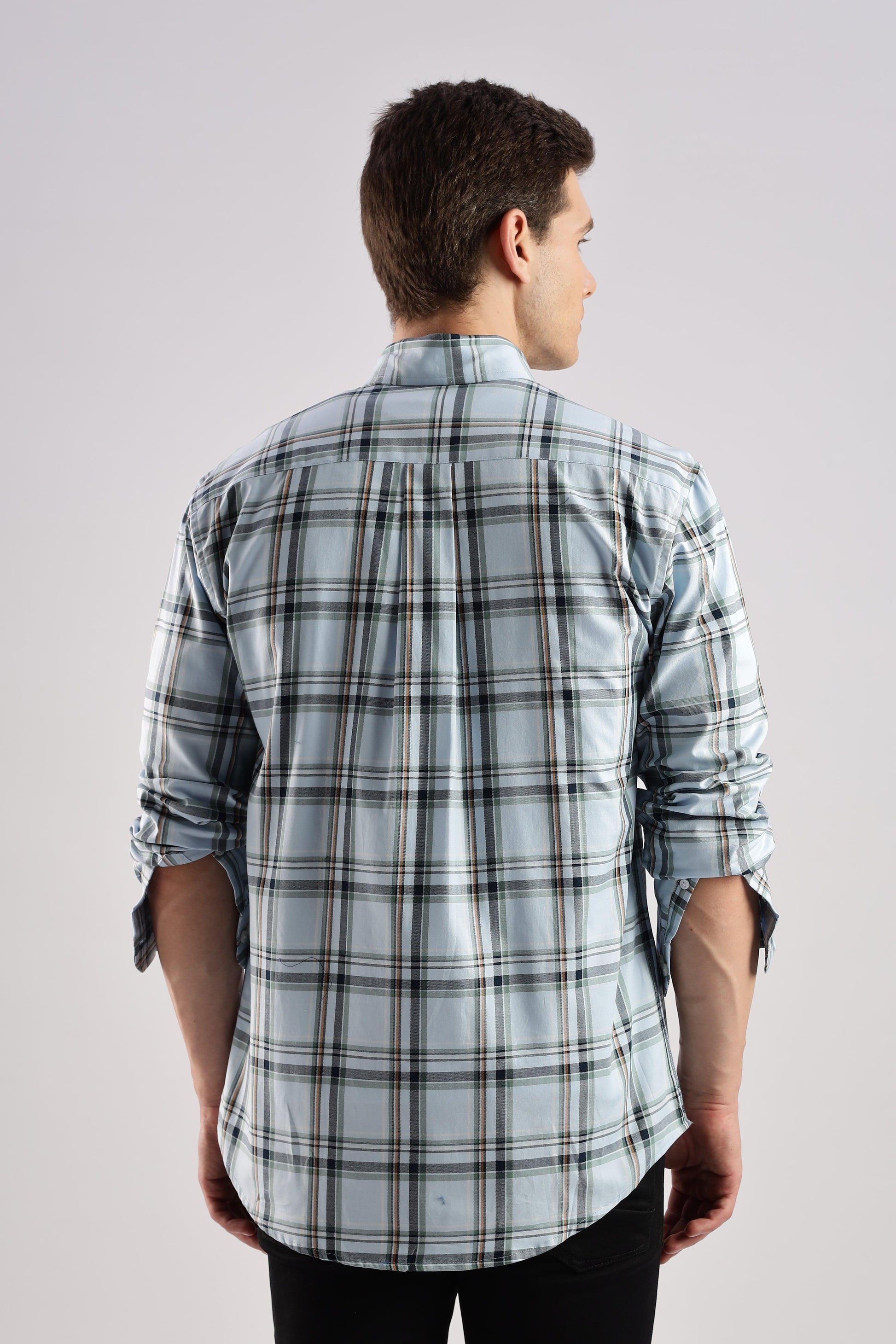 Sky Blue Checked Twill Shirt - Weaverbird-Creating Your Dream Attire
