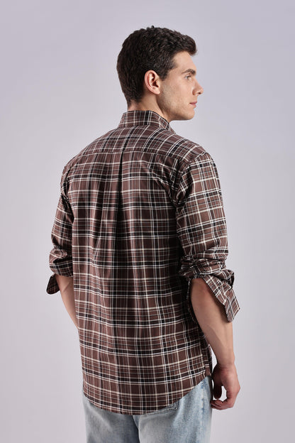 Brown Checked Oxford Shirt - Weaverbird-Creating Your Dream Attire