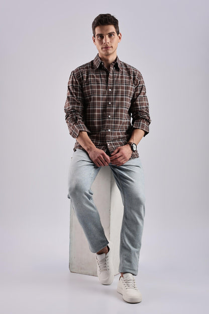 Brown Checked Oxford Shirt - Weaverbird-Creating Your Dream Attire