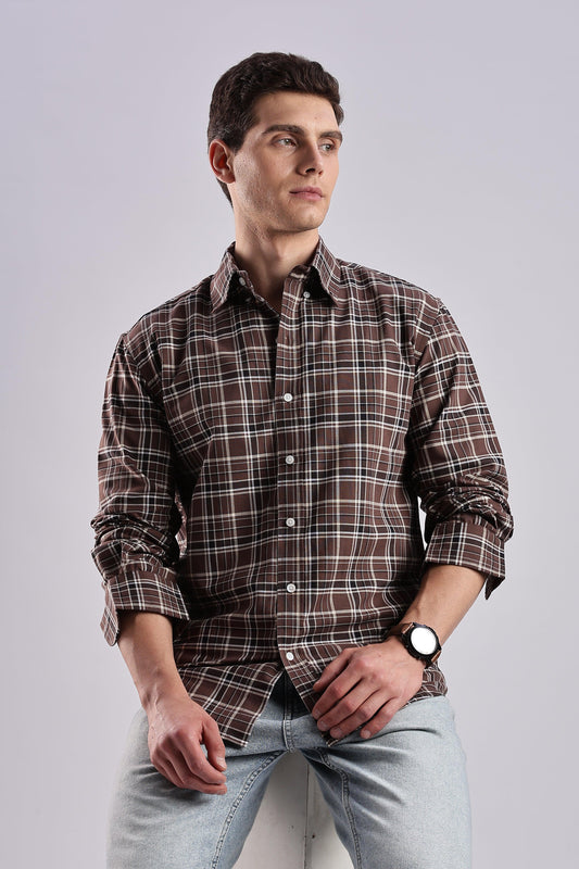 Brown Checked Oxford Shirt