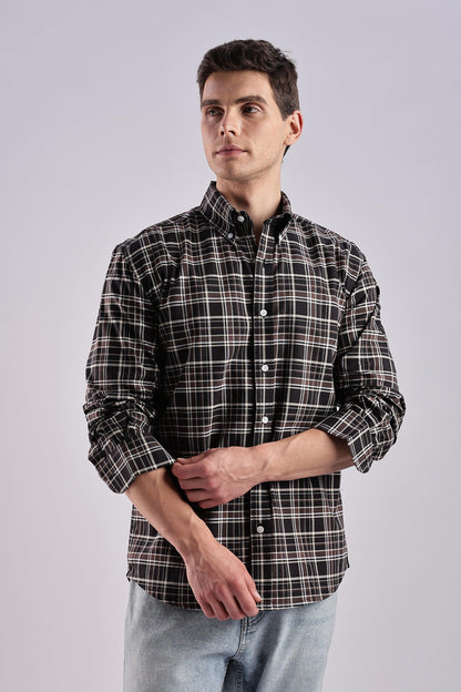 Dark Brown Checked Oxford Shirt - Weaverbird-Creating Your Dream Attire