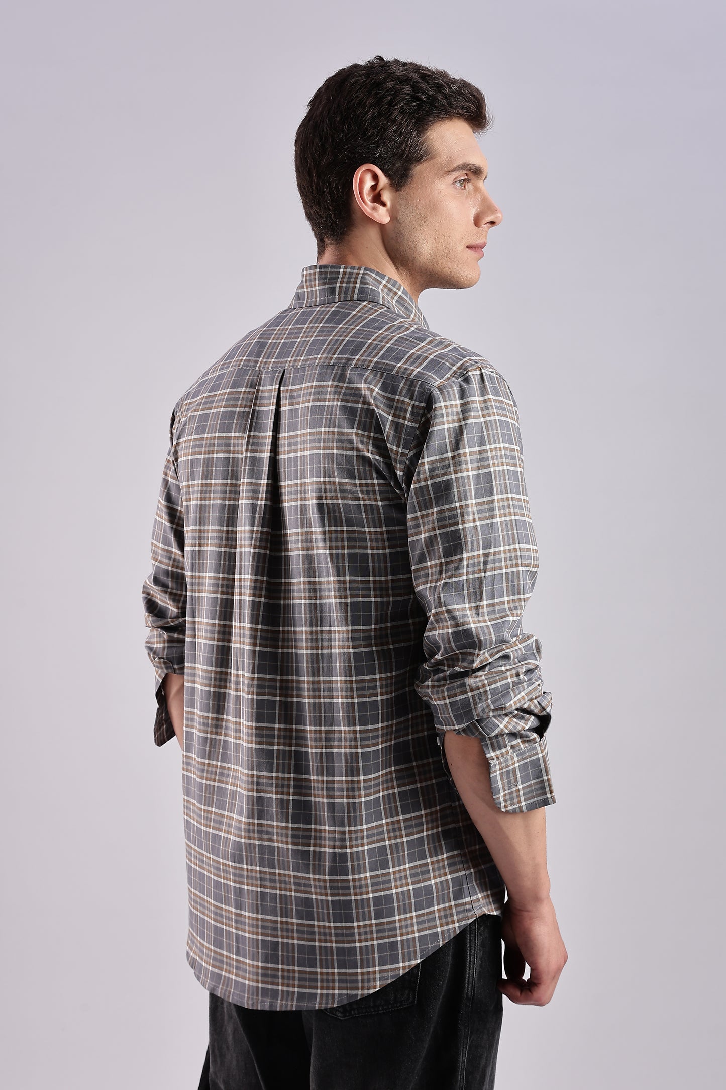 Gray Checked Oxford Shirt - Weaverbird-Creating Your Dream Attire