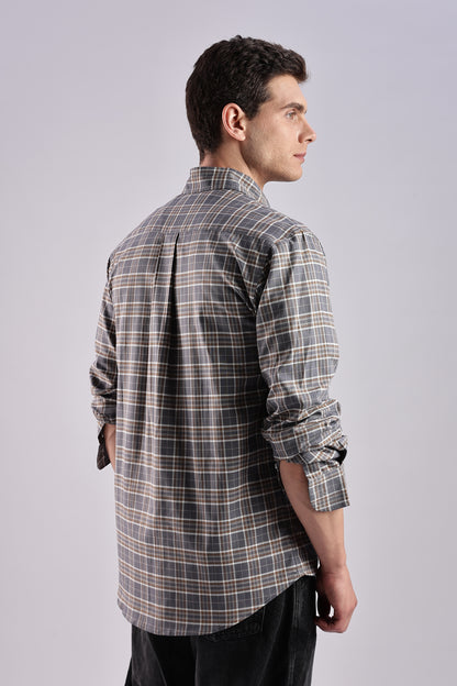Gray Checked Oxford Shirt - Weaverbird-Creating Your Dream Attire