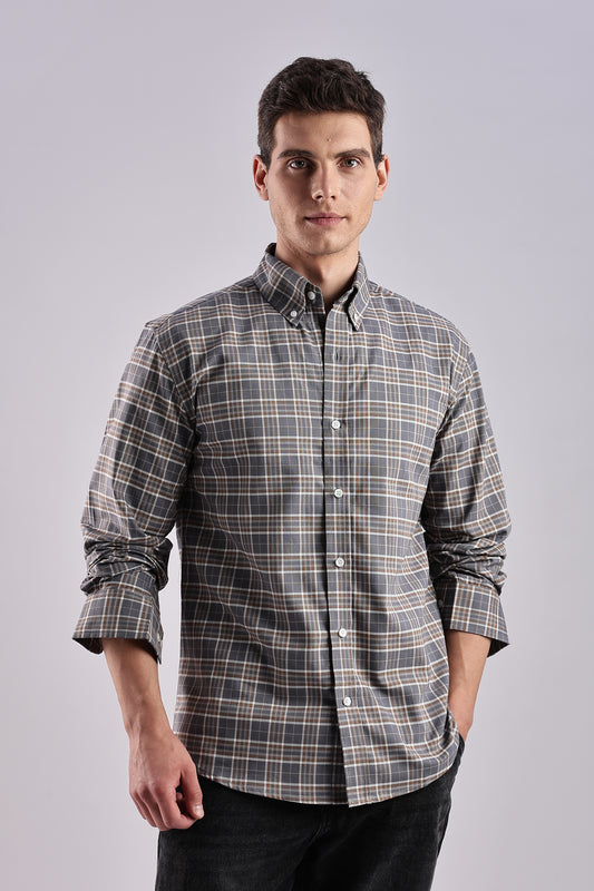 Gray Checked Oxford Shirt