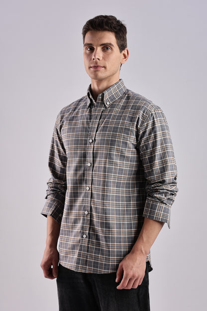 Gray Checked Oxford Shirt - Weaverbird-Creating Your Dream Attire