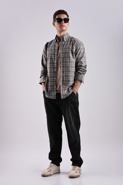 Gray Checked Oxford Shirt - Weaverbird-Creating Your Dream Attire