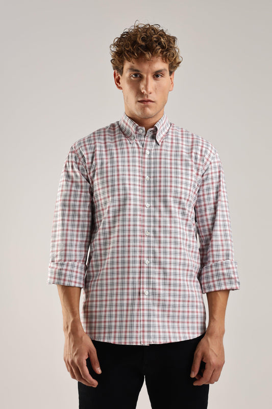 White Checked Twill Shirt - Weaverbird-Creating Your Dream Attire