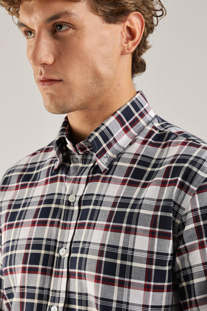 Multicolour White Checked Oxford Shirt - Weaverbird-Creating Your Dream Attire