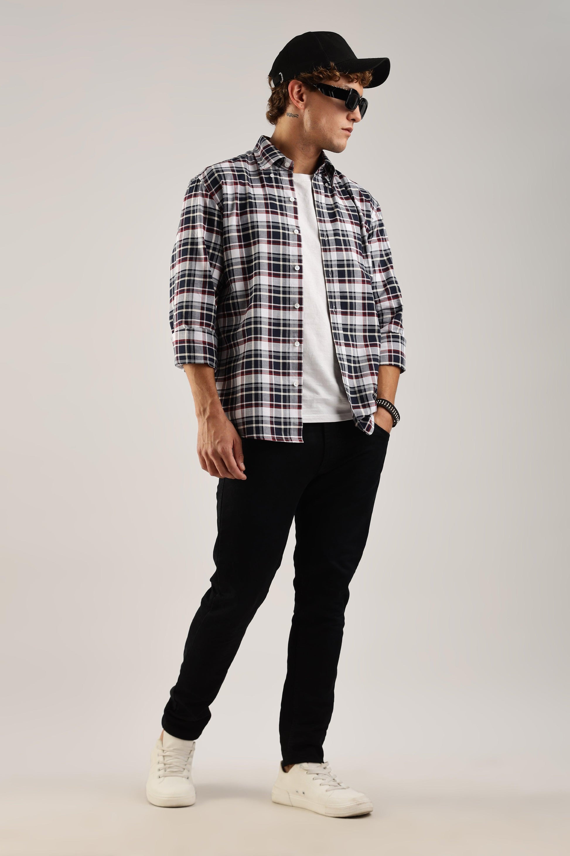 Multicolour White Checked Oxford Shirt - Weaverbird-Creating Your Dream Attire