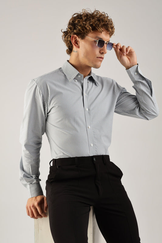 Gray Gingham Check Shirt - Weaverbird-Creating Your Dream Attire