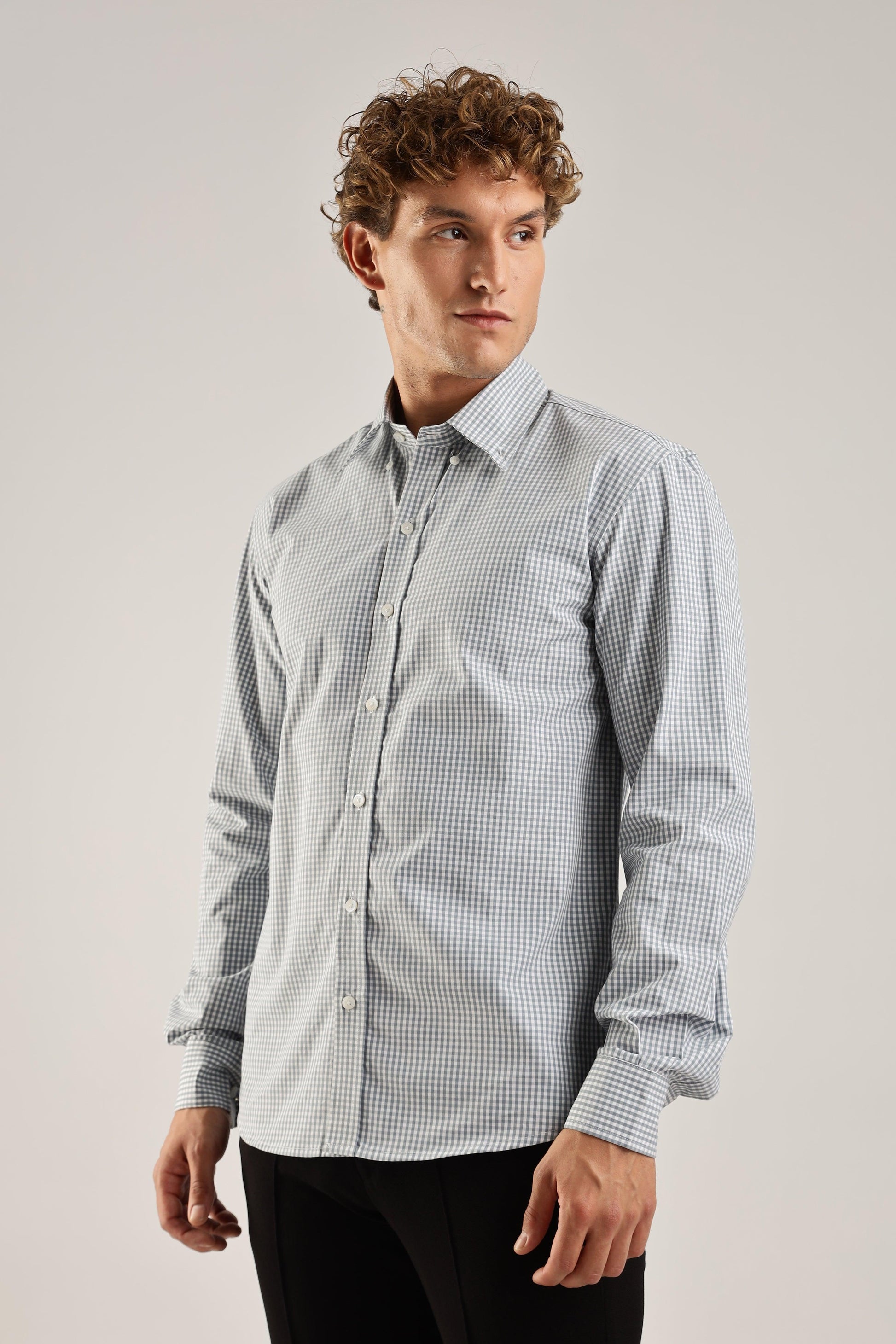 Gray Gingham Check Shirt - Weaverbird-Creating Your Dream Attire