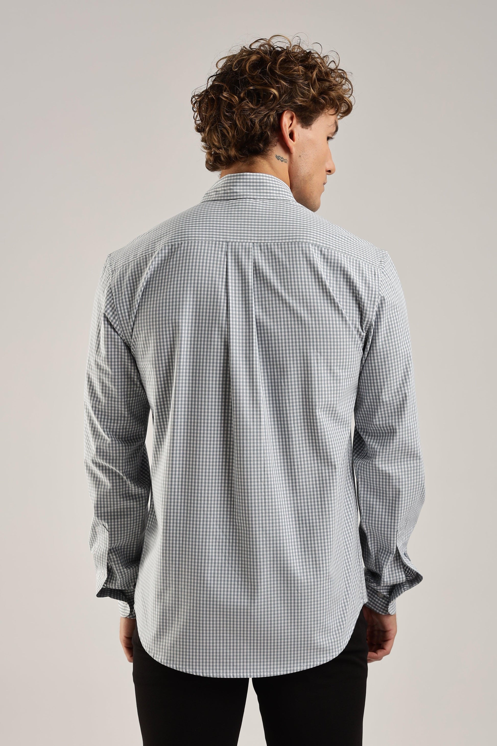 Gray Gingham Check Shirt - Weaverbird-Creating Your Dream Attire