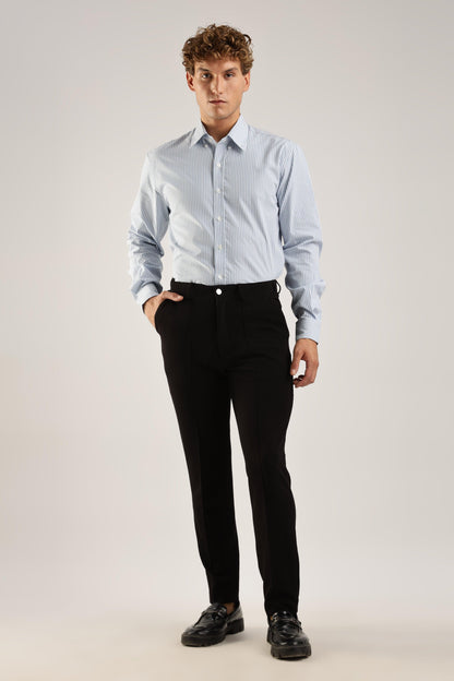 Blue Striped Broadcloth Shirt - Weaverbird-Creating Your Dream Attire