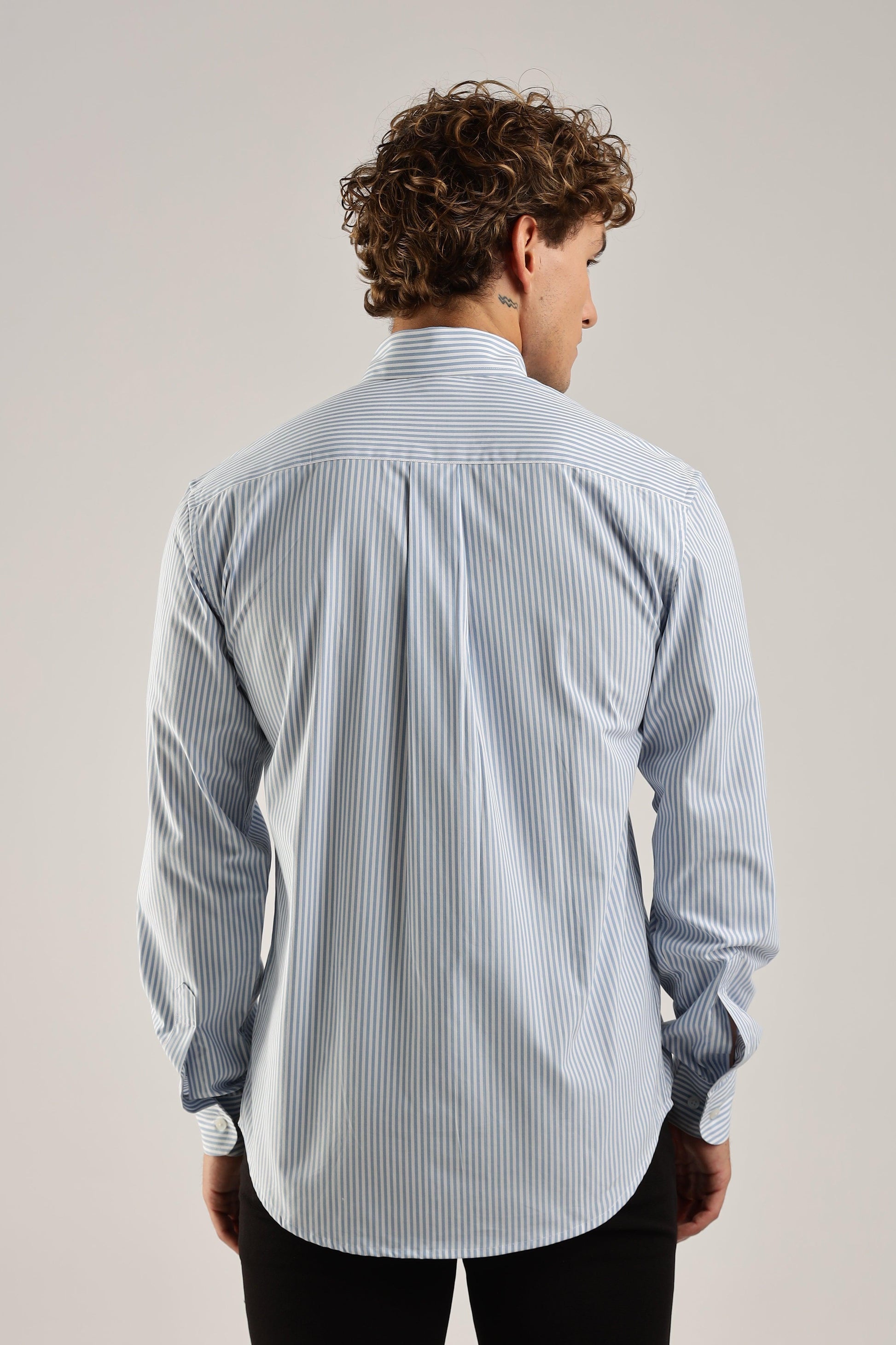 Blue Striped Broadcloth Shirt - Weaverbird-Creating Your Dream Attire