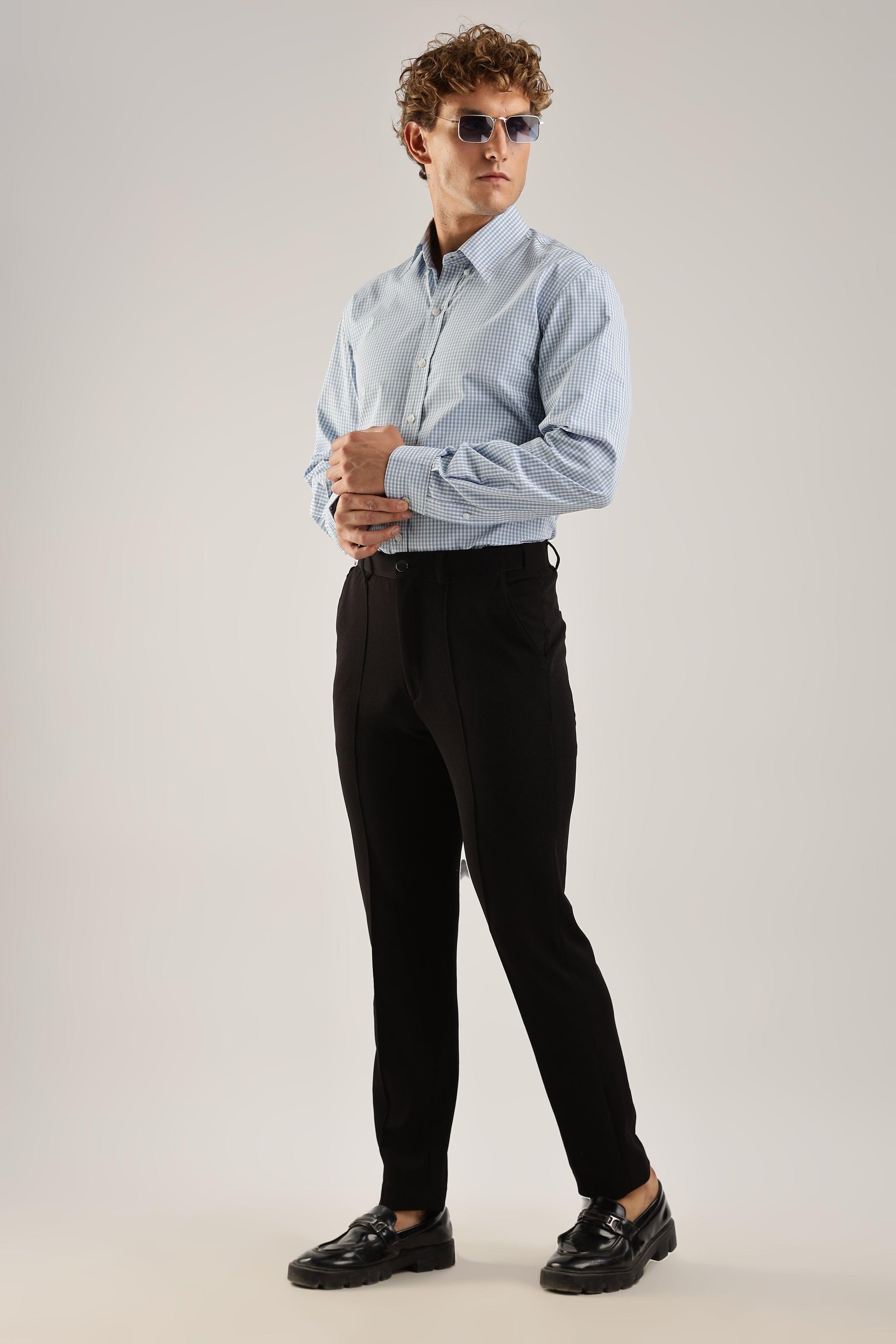 Blue Gingham Check Broadcloth Shirt - Weaverbird-Creating Your Dream Attire